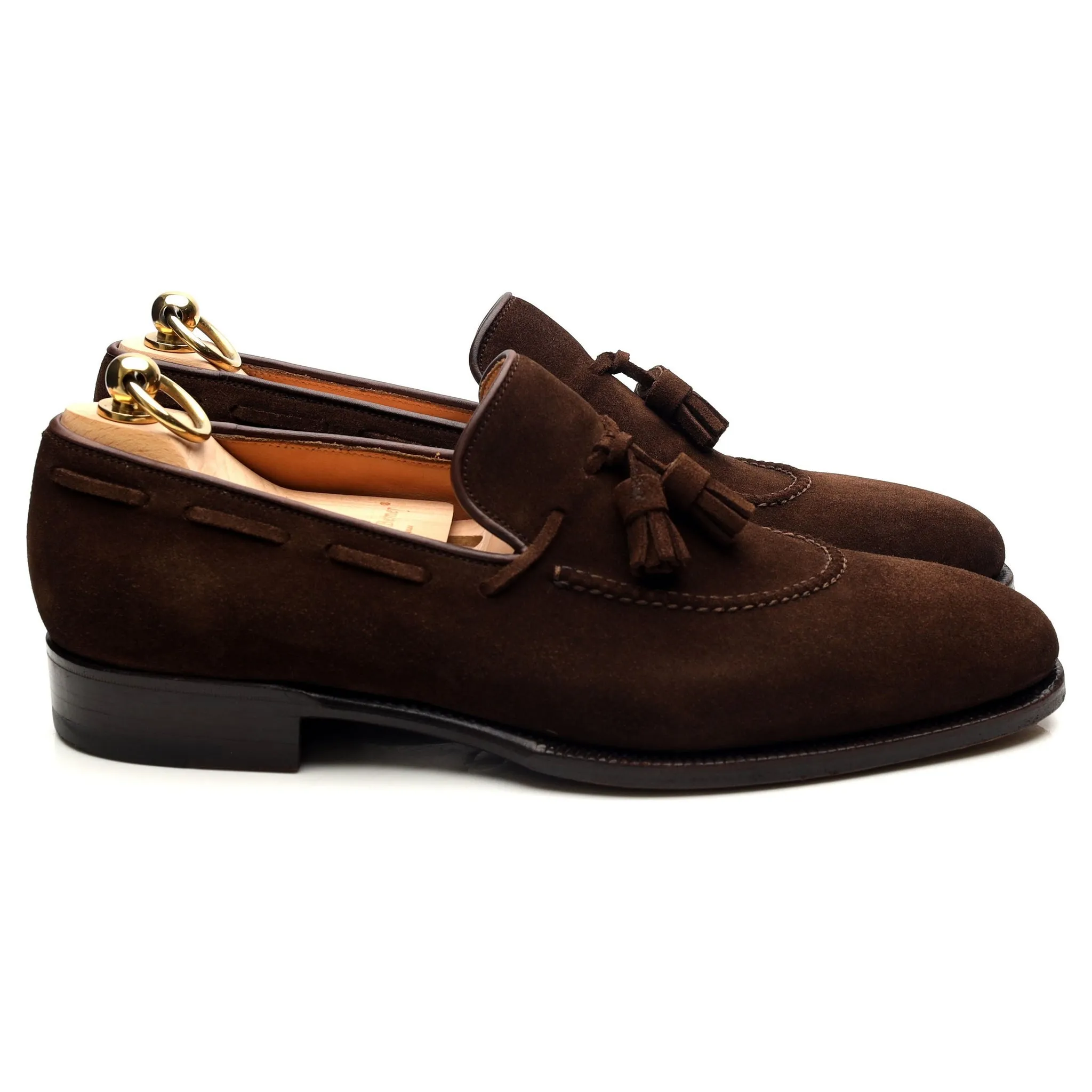 '1327' Dark Brown Suede Tassel Loafers UK 7