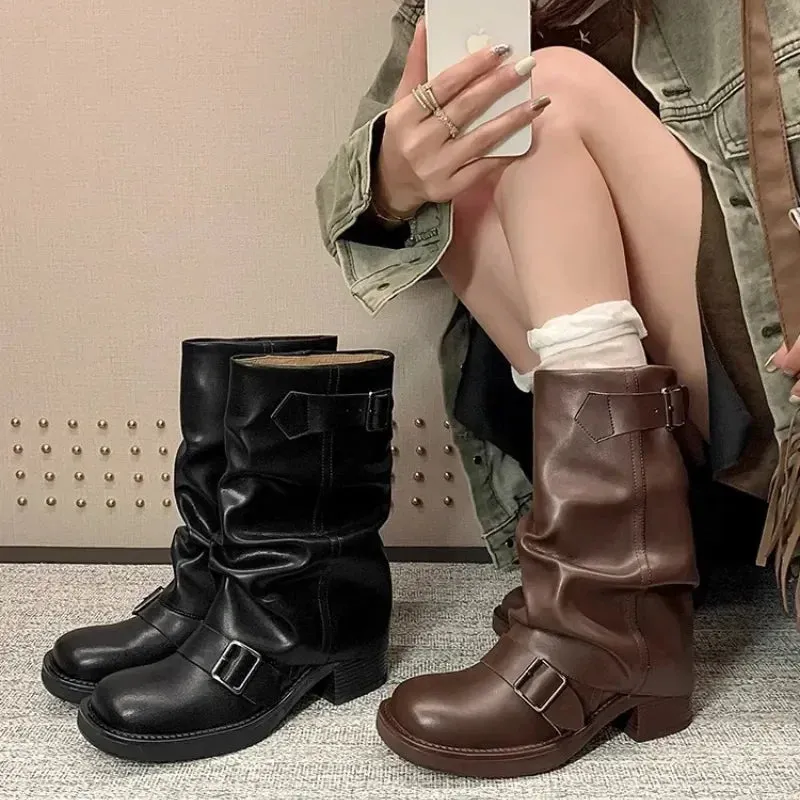 AIZA | Slouchy Eco-Leather Motorcycle Boots