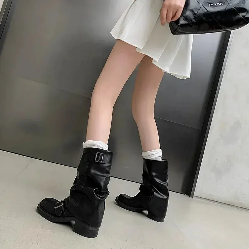 AIZA | Slouchy Eco-Leather Motorcycle Boots