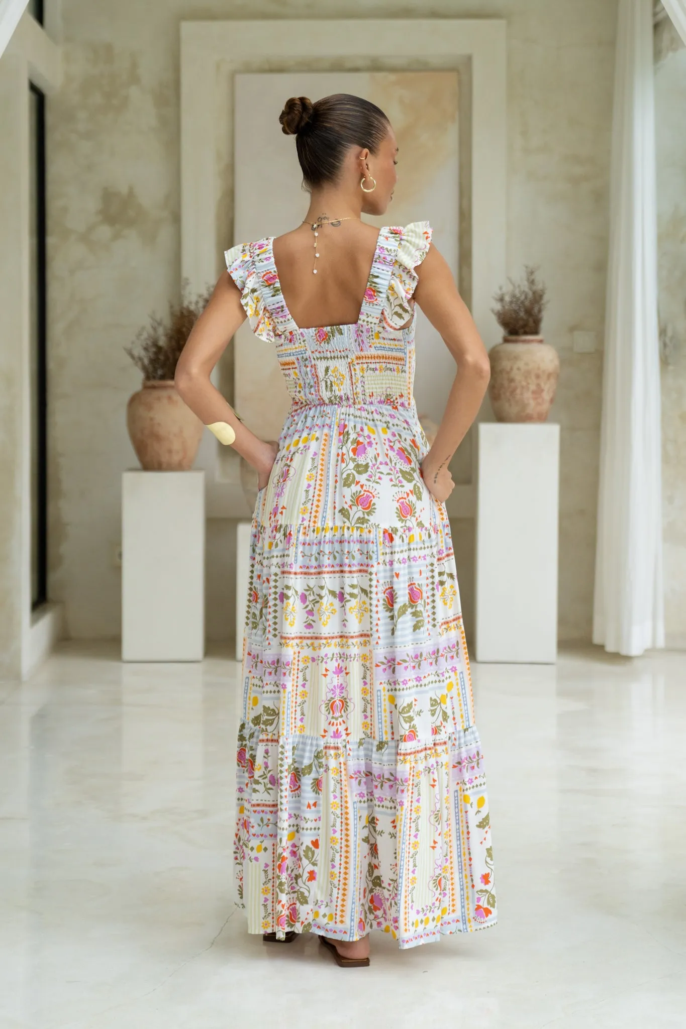 Amelina Multicolour Floral Ruffle Tiered Maxi Dress