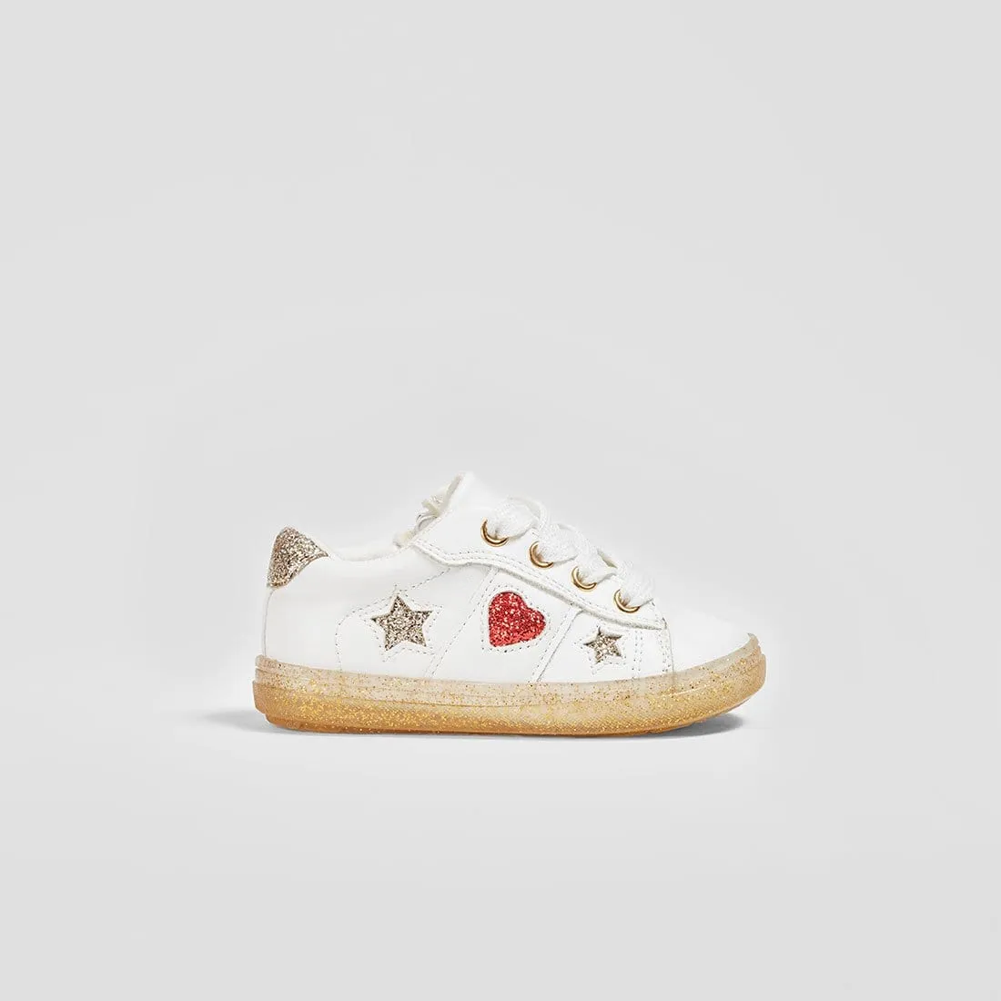 Baby's "Heart and Stars" White Sneakers