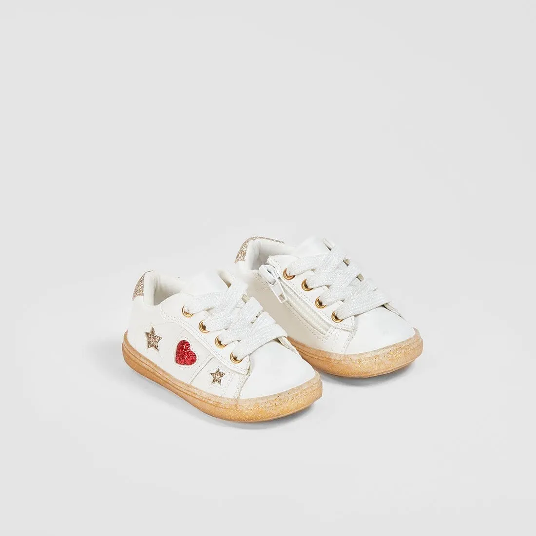 Baby's "Heart and Stars" White Sneakers