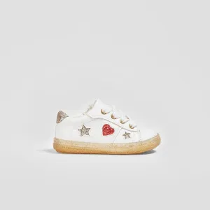 Baby's "Heart and Stars" White Sneakers