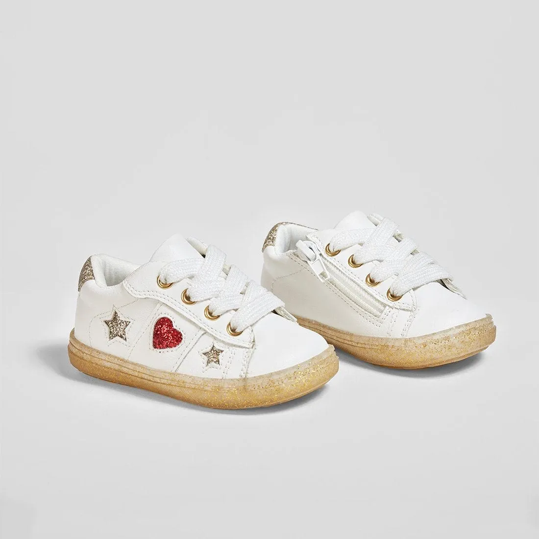Baby's "Heart and Stars" White Sneakers