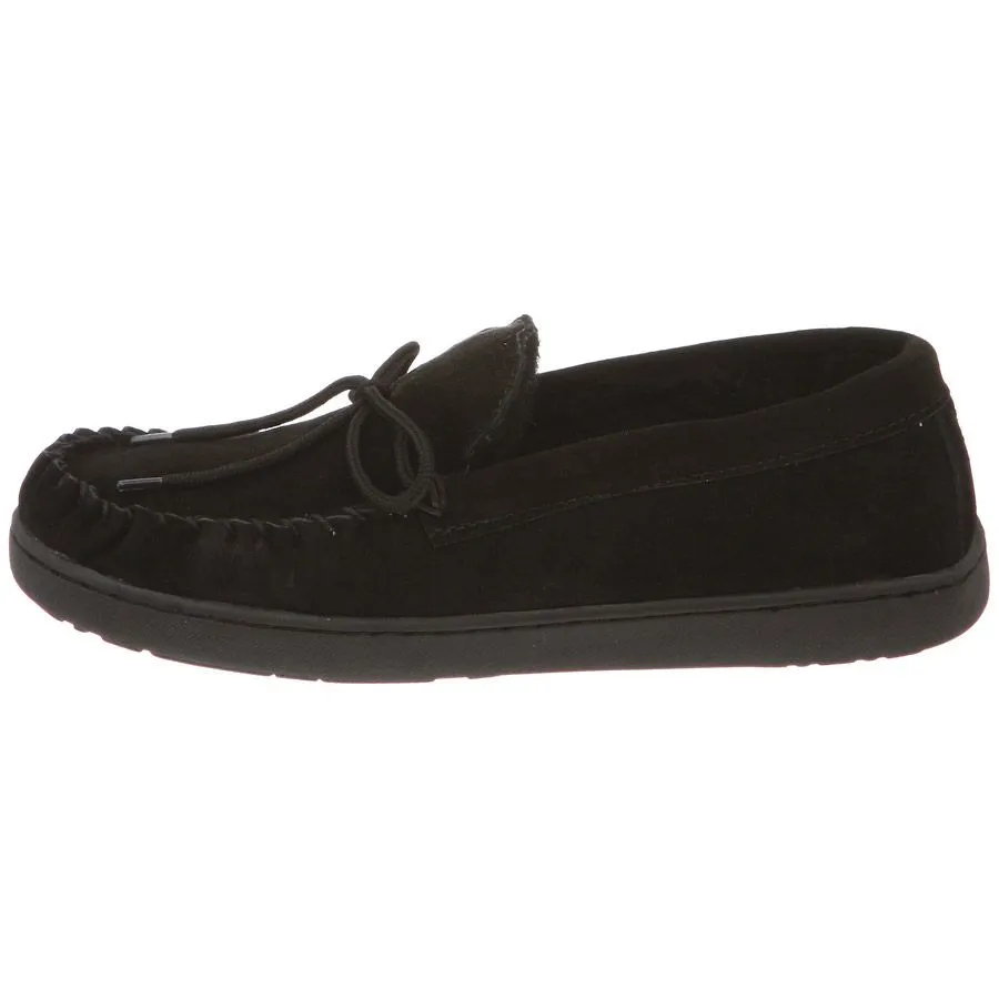 Bearpaw Mens Moc II Black Suede Sheep Lined Warm Comfortable Moccasins (Black, 13)