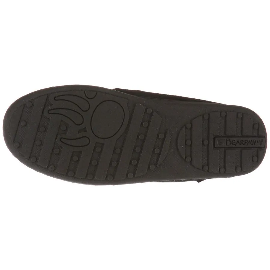 Bearpaw Mens Moc II Black Suede Sheep Lined Warm Comfortable Moccasins (Black, 13)