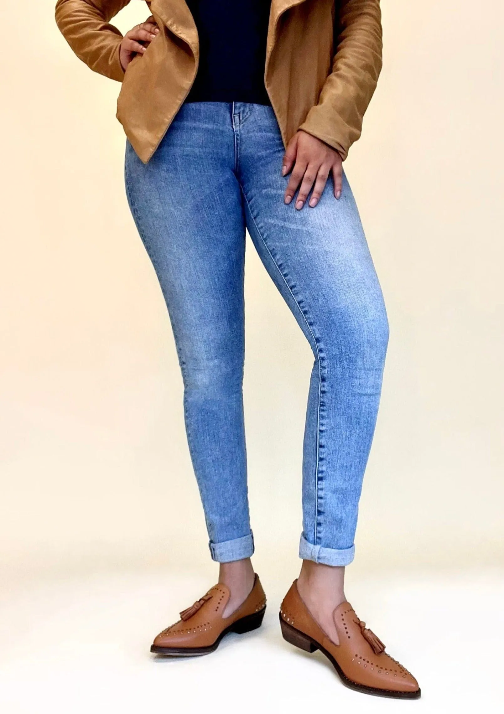 Bella Tan Studded Loafers