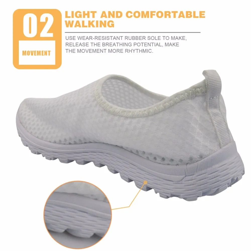 Dental Teeth/Dentist Equipment Pattern Slip On Flats Summer Loafers Women Casual Shoes Mesh Ladies Sneakers Comfort Female Shoes