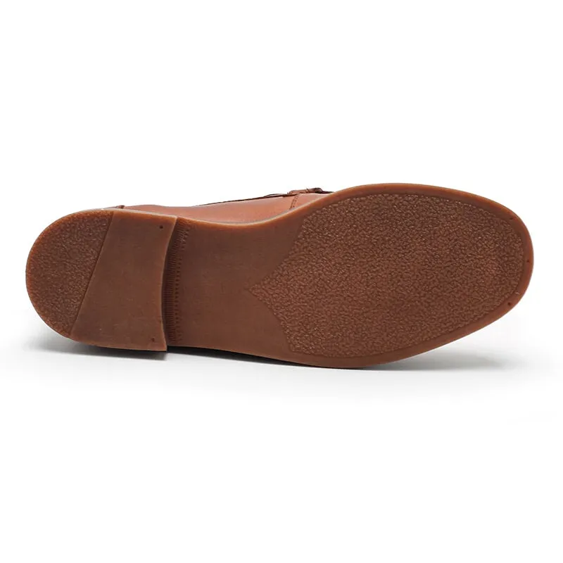 Dwarves Metal-detailed Leather Loafers for Women in Black/Khaki/Brown/Apricot/Yellow