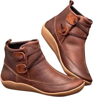 Fall Boots Women Ankle Black Wedge Booties Short Boots for Women Flat Boot Laces Comfy Casual Closed Back Lace-up Round Toe Comfortable Low Heel