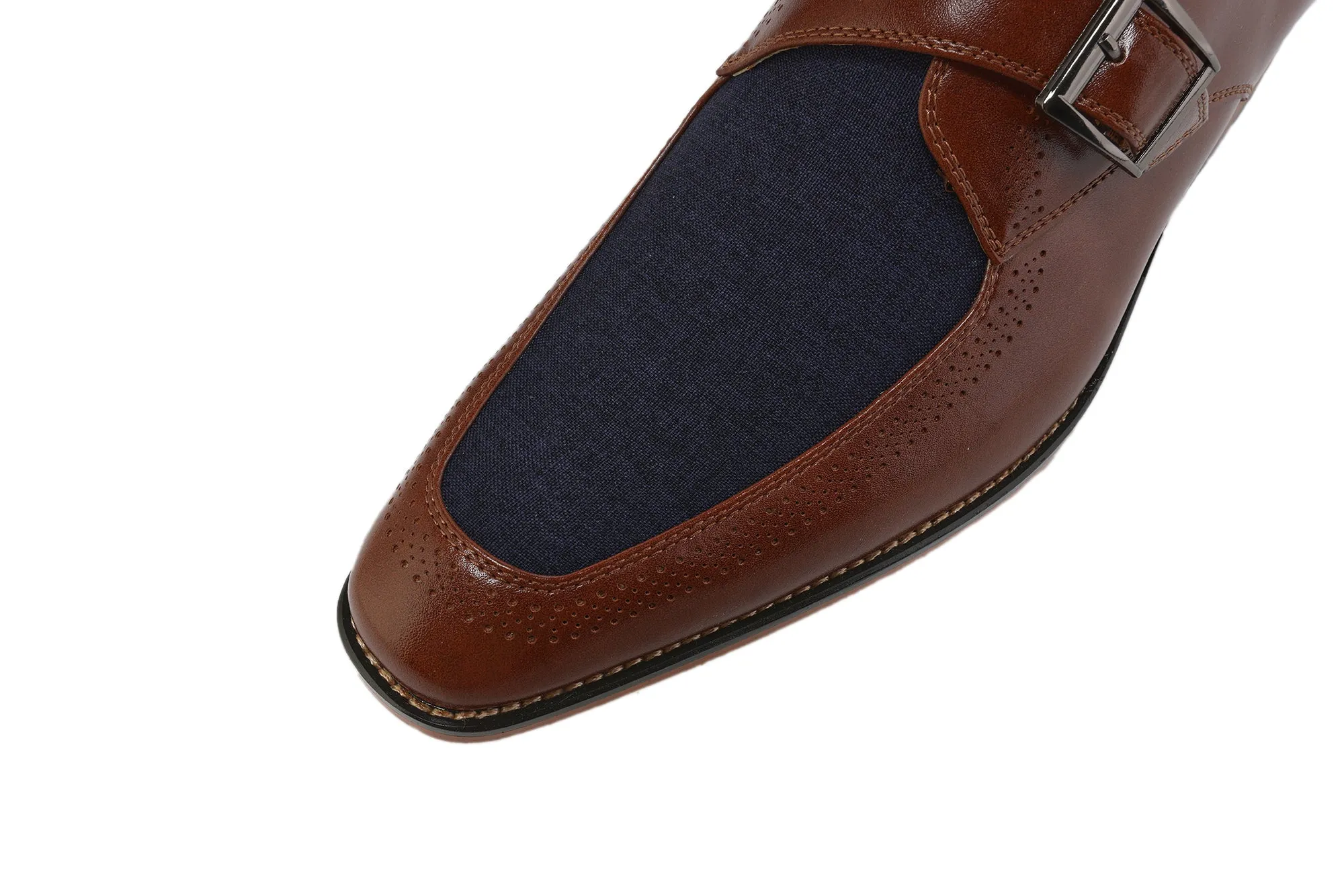 Gino Vitale Moc Toe Monk Strap Two-Tone Loafer