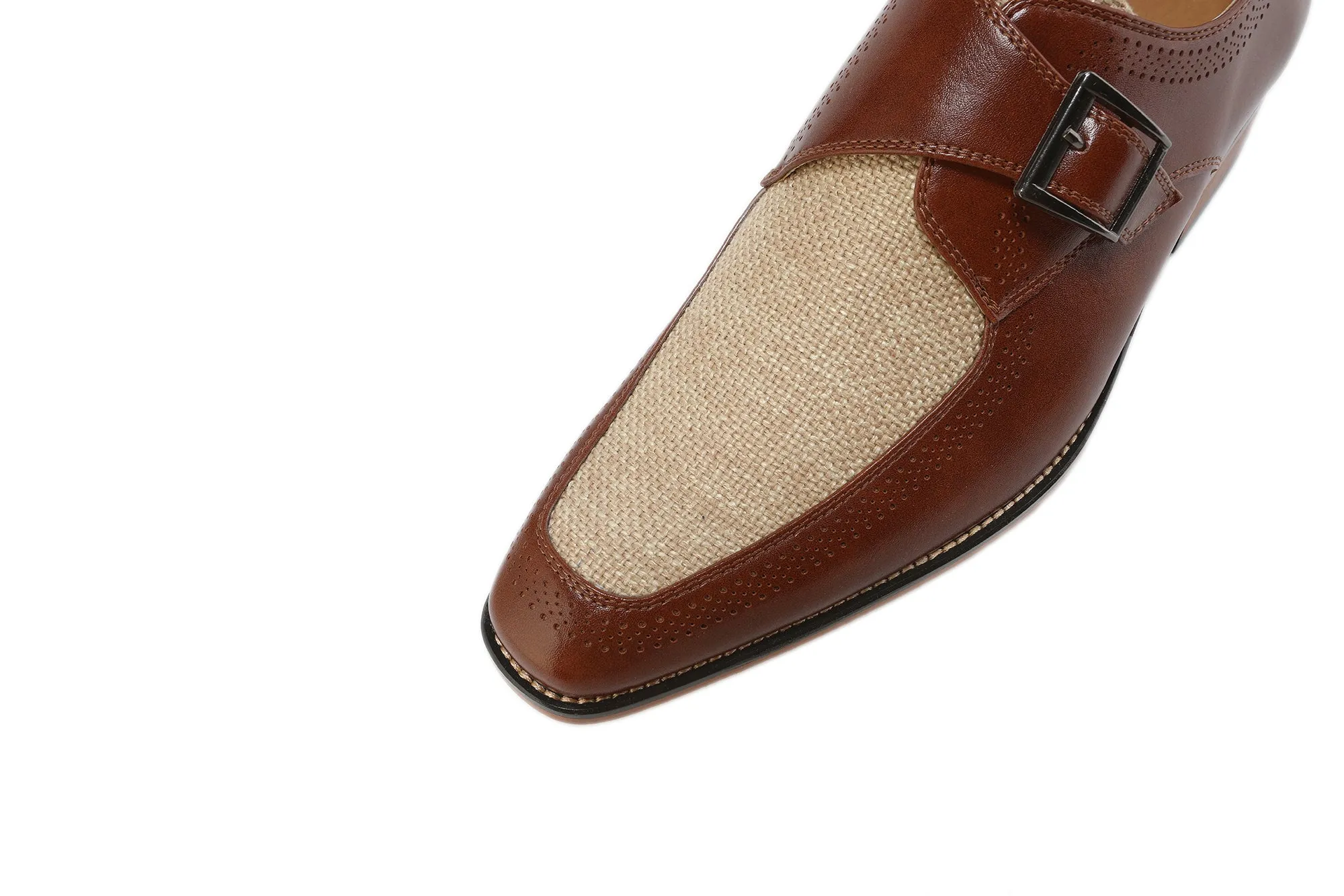 Gino Vitale Moc Toe Monk Strap Two-Tone Loafer