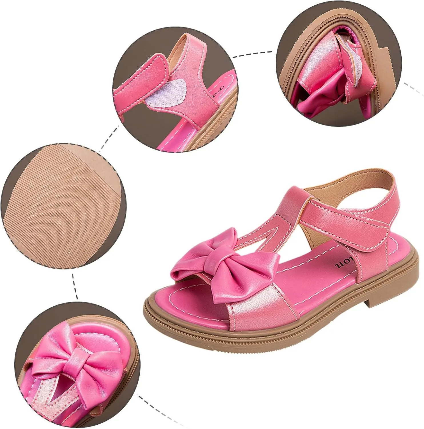 Girls Dress Sandals Kids Summer Bowknot Open Toe Ankle Straps School Princess Flat Sandal Wedding Flower Girl Shoes