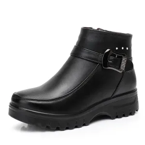 GRW Orthopedic Women Ankle Boots Arch Support Warm Waterproof Genuine Leather Fashion