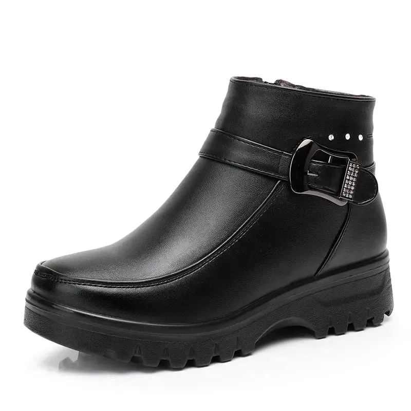 GRW Orthopedic Women Ankle Boots Arch Support Warm Waterproof Genuine Leather Fashion