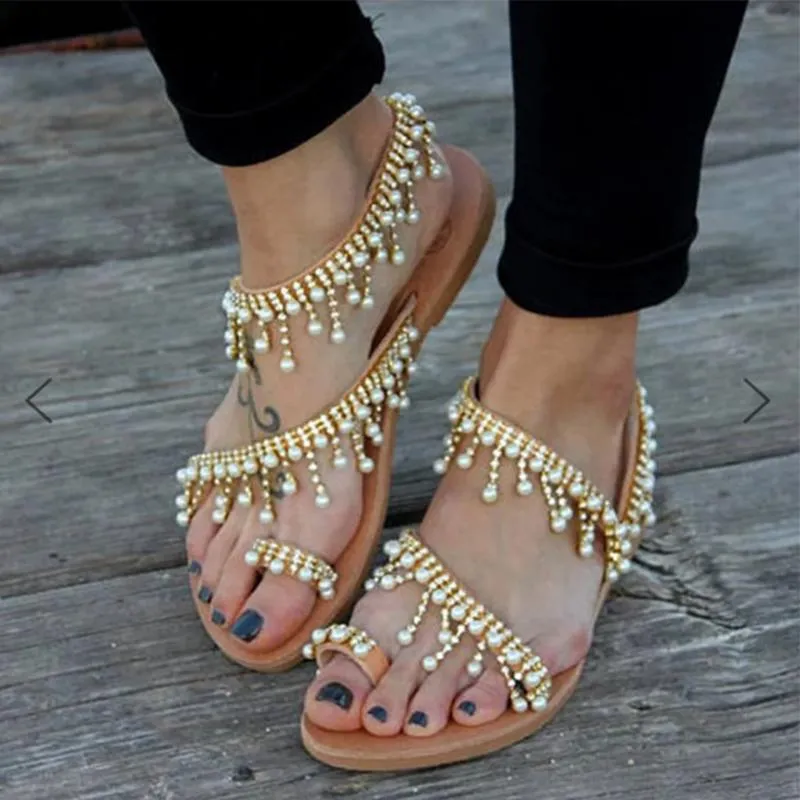 Handmade Beaded New Fashion Flat Sandals