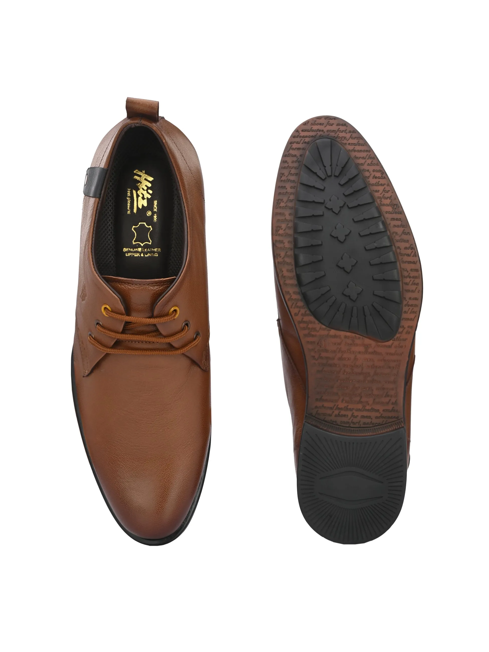 Hitz Men's Tan Leather Derby Formal Shoes