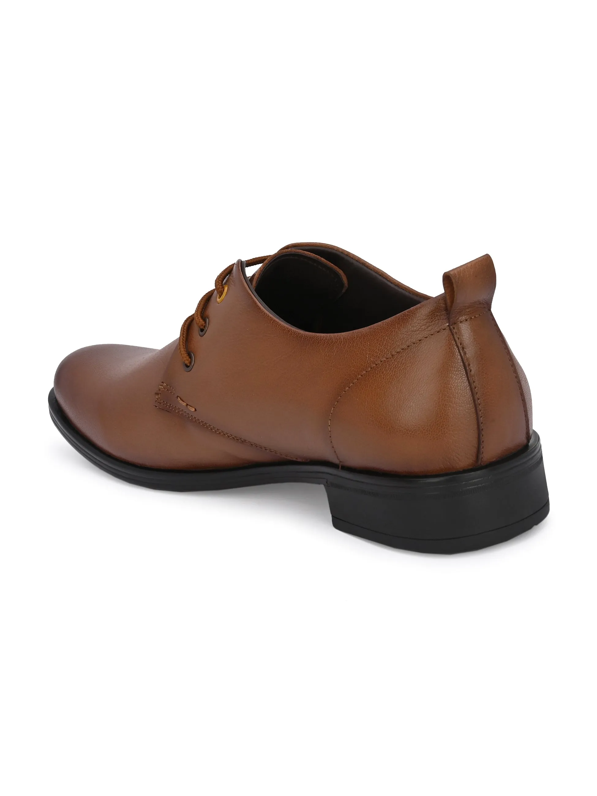 Hitz Men's Tan Leather Derby Formal Shoes