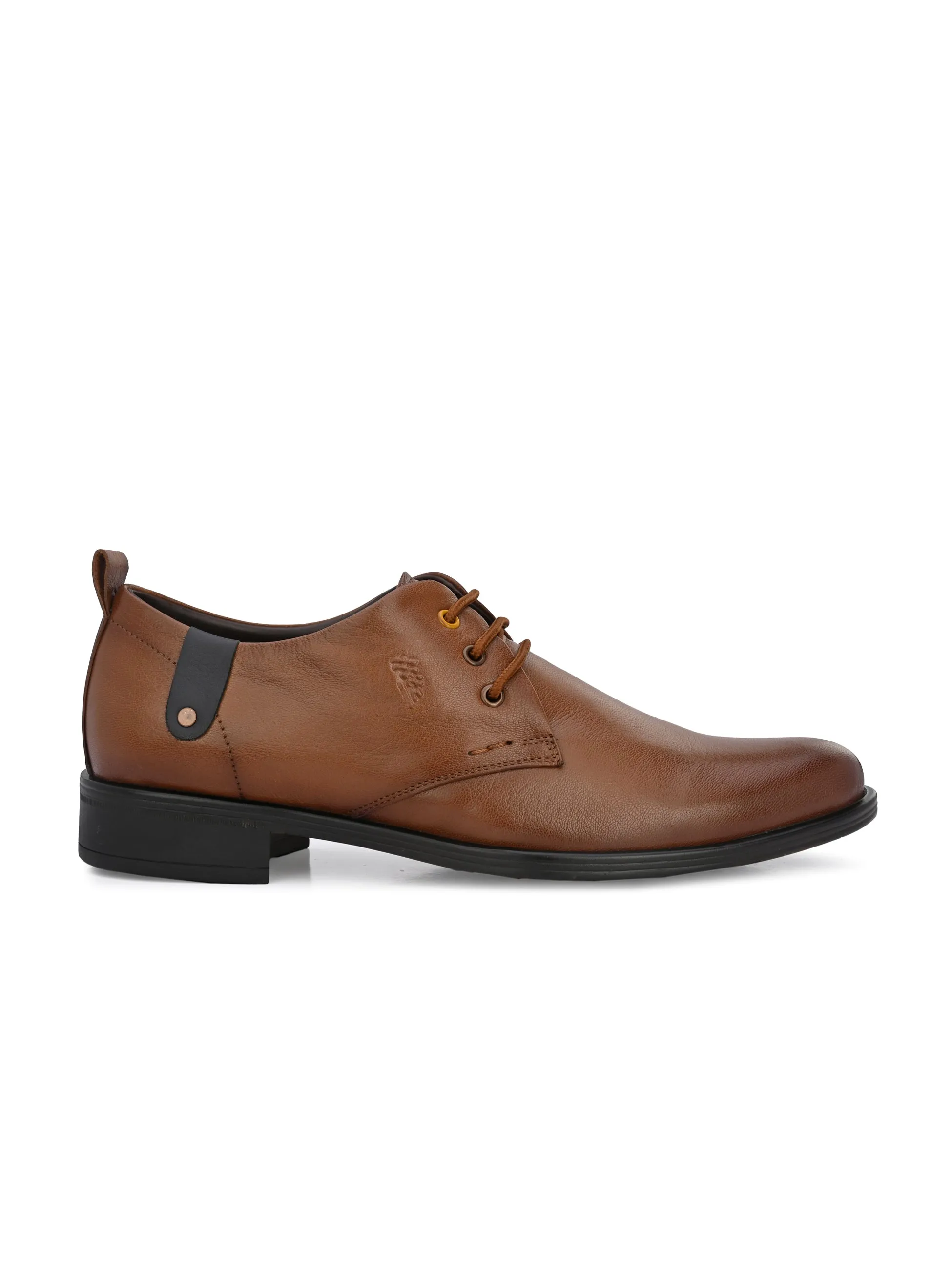 Hitz Men's Tan Leather Derby Formal Shoes