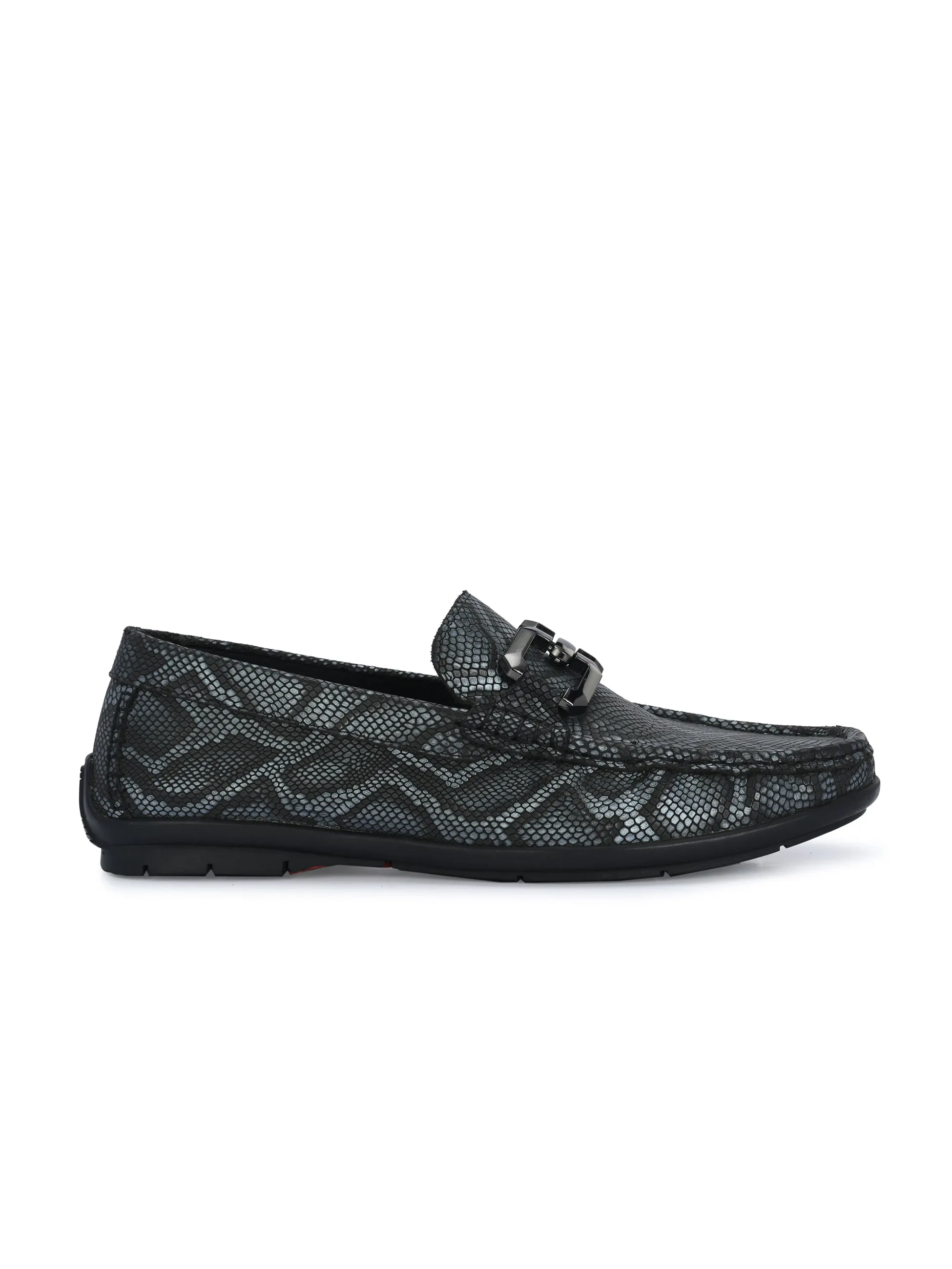 HITZ1207 Men's Grey Leather Casual Slip-On Shoes