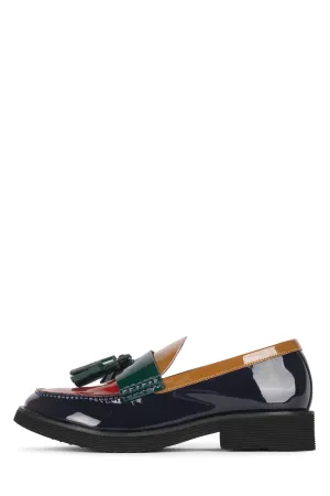 Jeffrey Campbell LENNA-TSL Classic Penny Tassel Loafers Navy Bright Multi