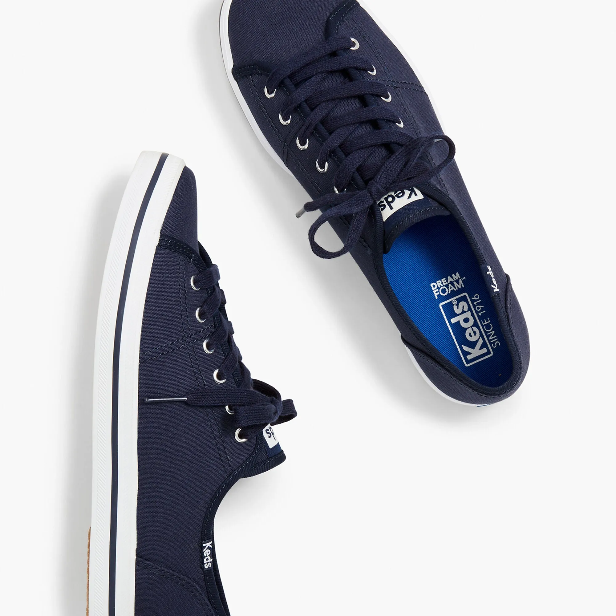 Keds Women's Kickstart Fashion Sneaker Navy Canvas Lace Up Platfrom Tennis Shoes