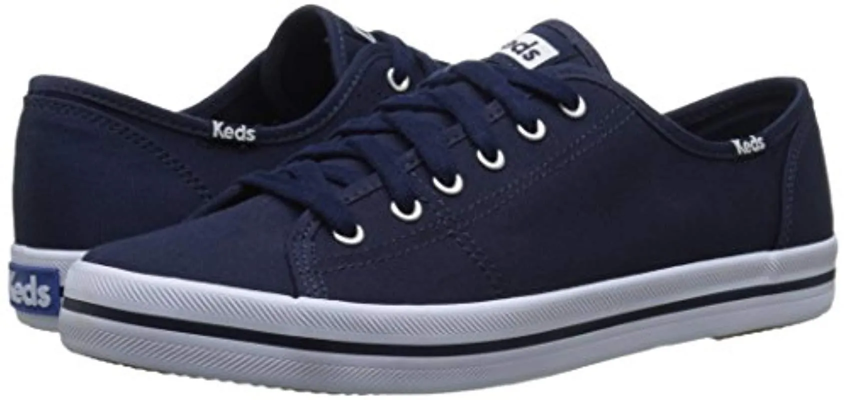 Keds Women's Kickstart Fashion Sneaker Navy Canvas Lace Up Platfrom Tennis Shoes