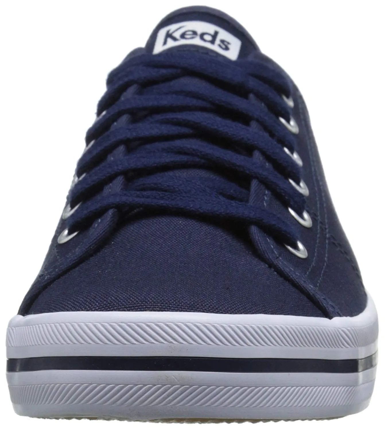 Keds Women's Kickstart Fashion Sneaker Navy Canvas Lace Up Platfrom Tennis Shoes