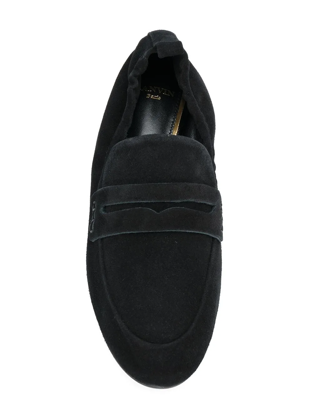 Lanvin Paris Black Suede Soft Ballerina Pointed Toe Slip On Flats Penny Loafers