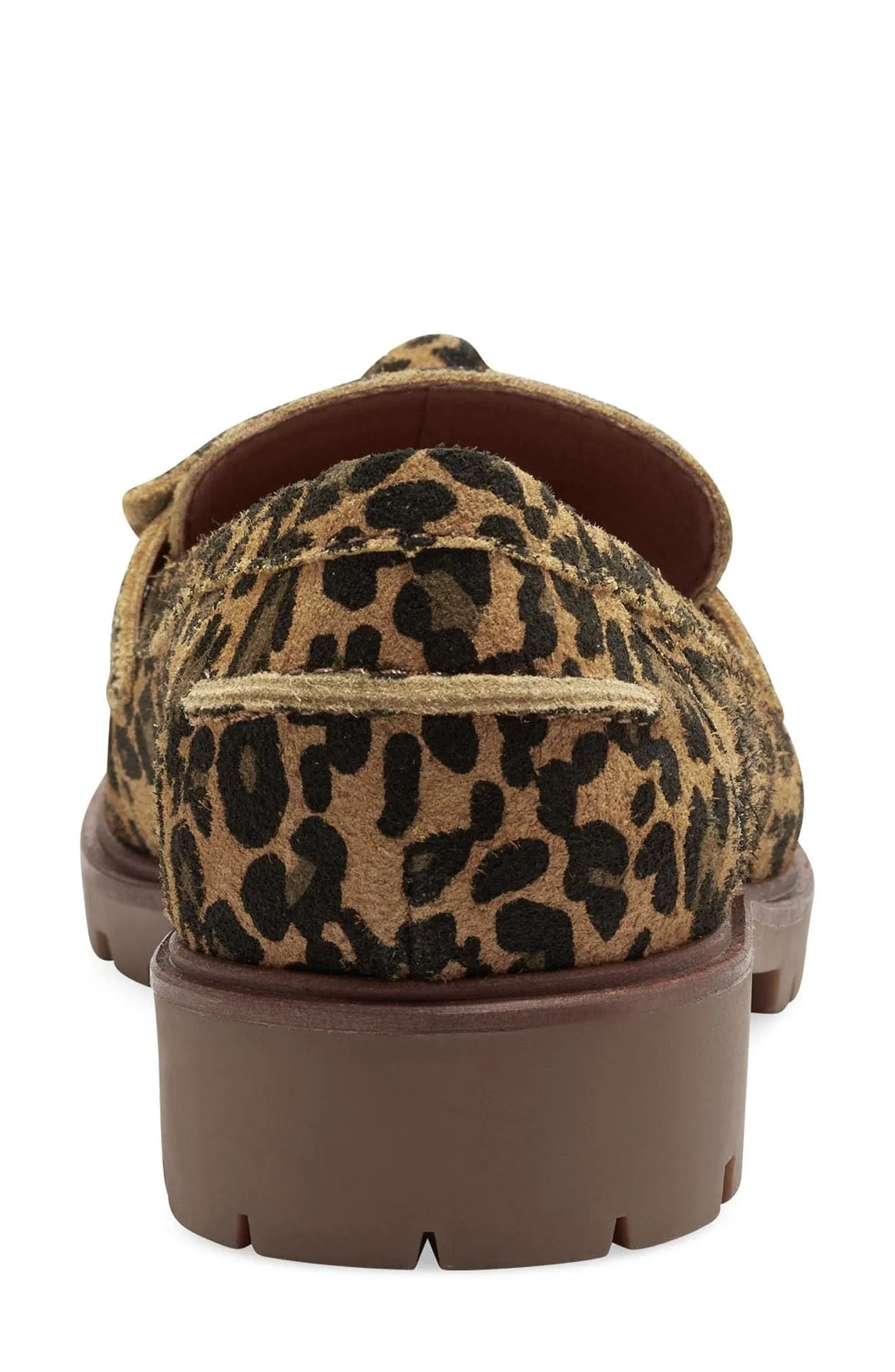 Lucky Brand Tamio Inca Gold Leopard Flat Knot Bow Lug Sole Slip On Modern Loafer