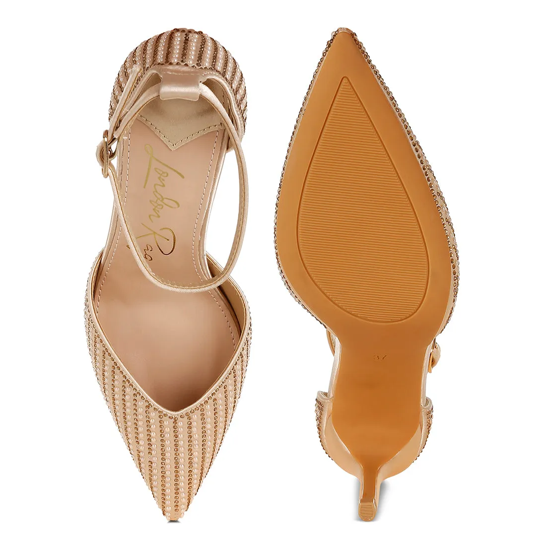 Pearls & Sequins Embellished Stiletto Sandals