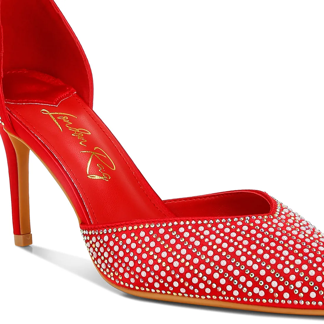 Pearls & Sequins Embellished Stiletto Sandals