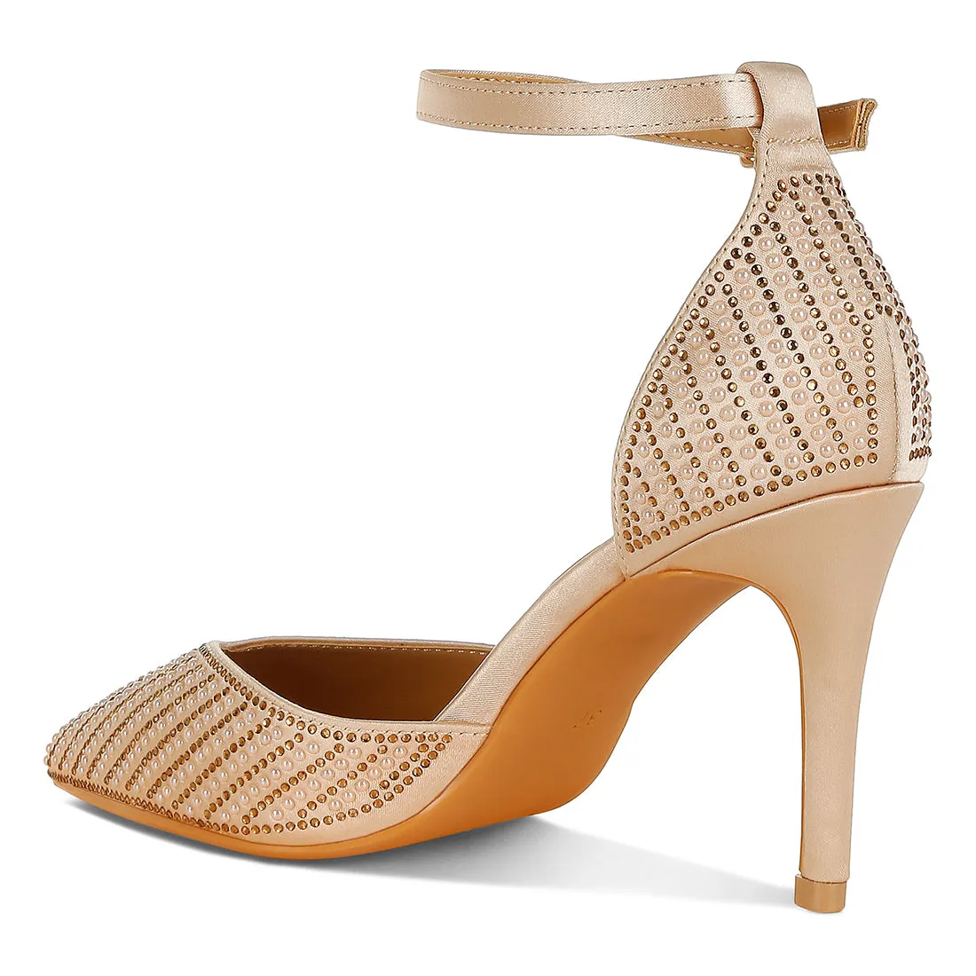 Pearls & Sequins Embellished Stiletto Sandals
