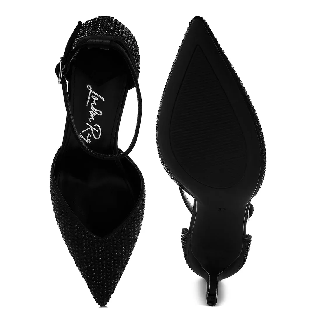 Pearls & Sequins Embellished Stiletto Sandals