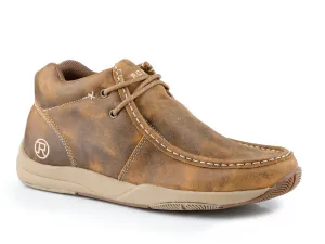Roper Mens Clearcut Antiqued Tan Leather Chukka Boots
