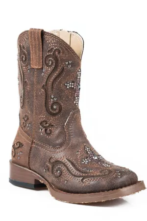 Roper Toddler Girls Faith Brown Faux Leather Cowboy Boots