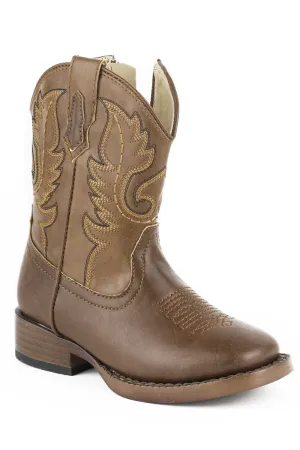 Roper Toddler Unisex Texson Brown Faux Leather Cowboy Boots