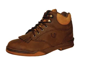 Roper Womens Horseshoe Kiltie Brown Leather Ankle Boots