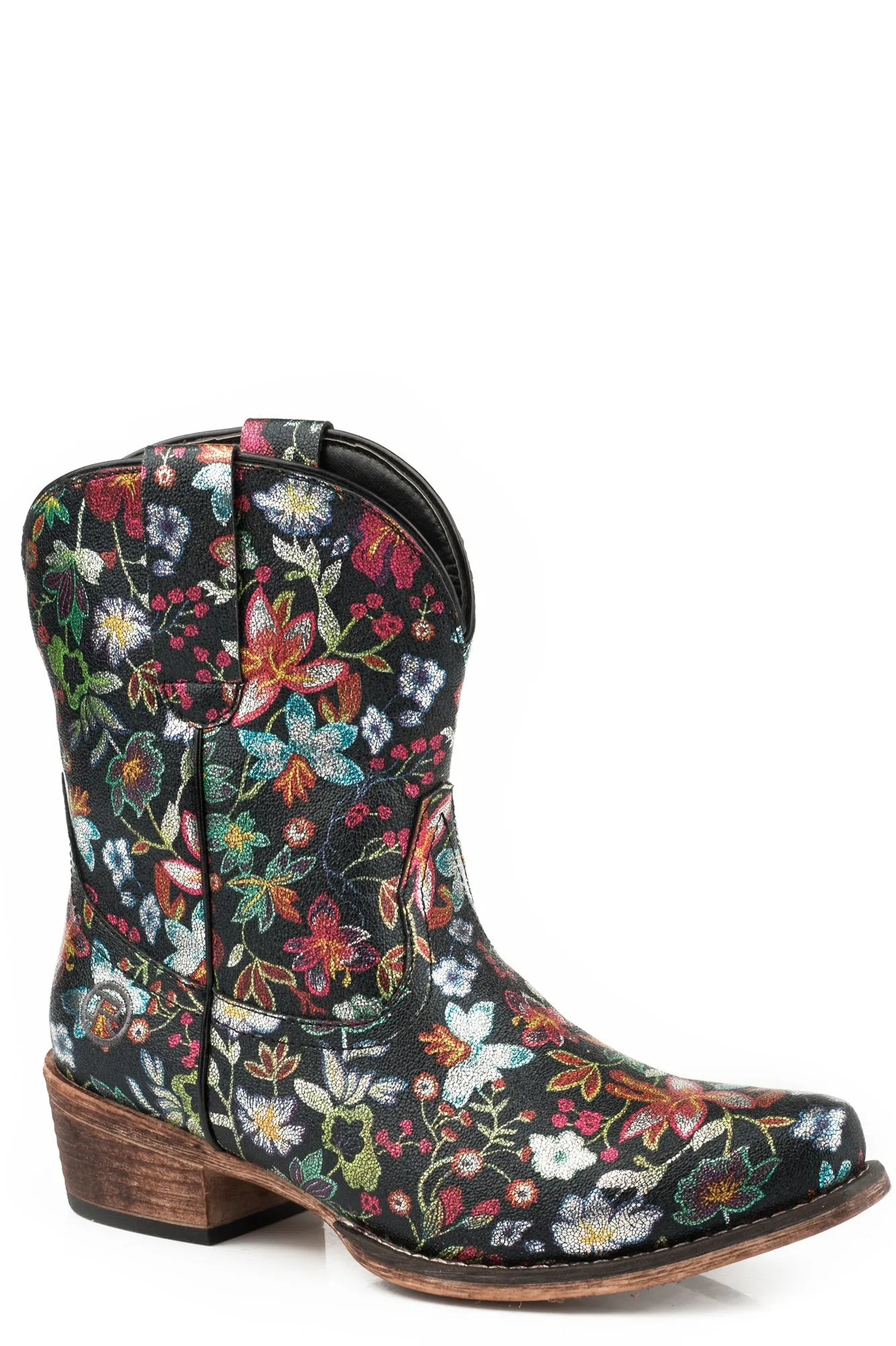 Roper Womens Ingrid Black Multi Faux Leather Cowboy Boots