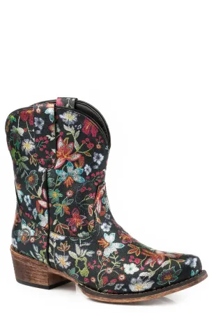 Roper Womens Ingrid Black Multi Faux Leather Cowboy Boots