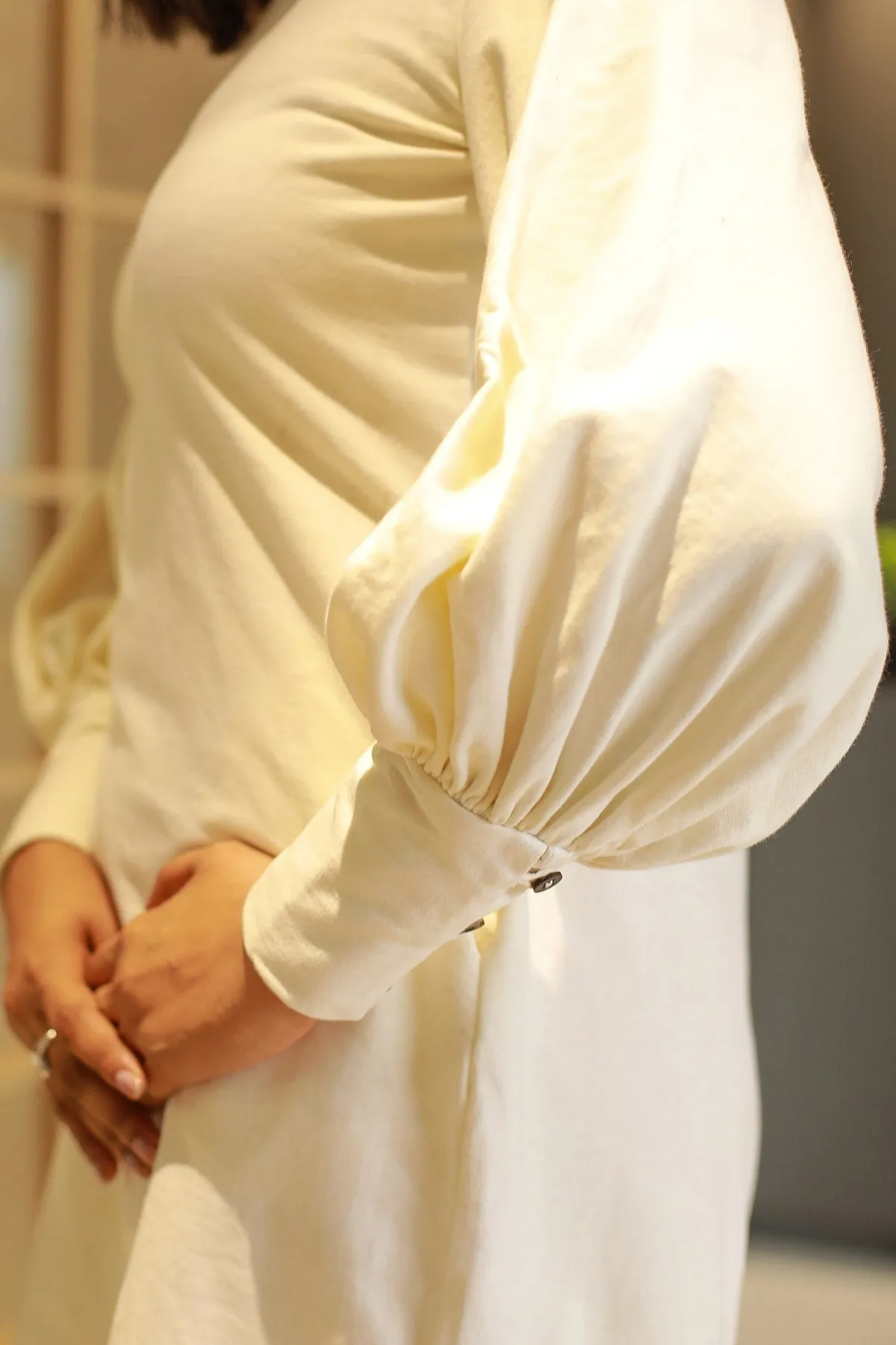 Sabrina Balloon Sleeve Shift Dress - Ivory