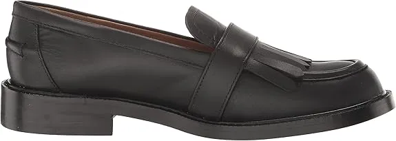 Sam Edelman Charlie Black Leather Slip On Stacked Heel Rounded Toe Loafers