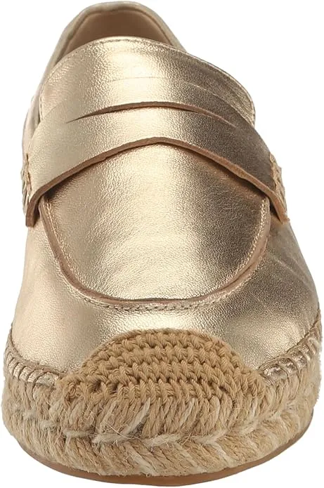 Sam Edelman Kai Gold Leaf Slip On Rounded Toe Cork Detailed Espadrille Loafers