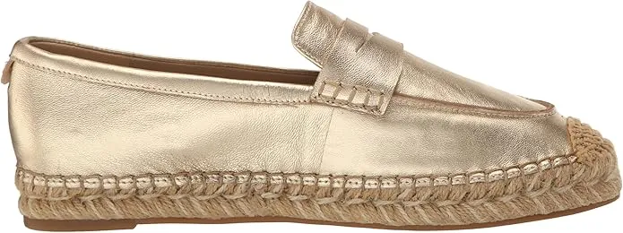 Sam Edelman Kai Gold Leaf Slip On Rounded Toe Cork Detailed Espadrille Loafers