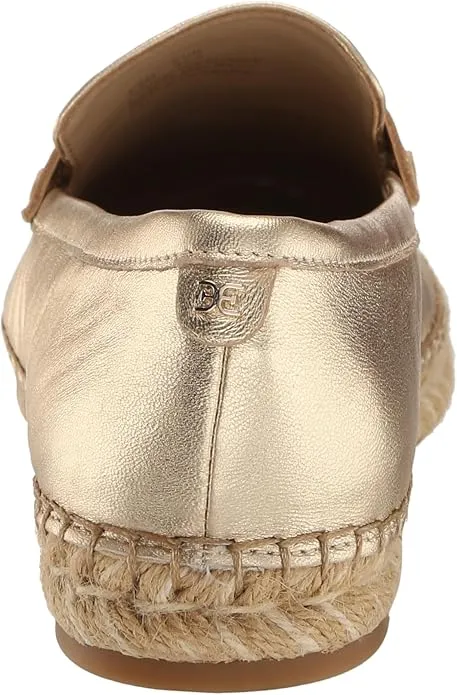 Sam Edelman Kai Gold Leaf Slip On Rounded Toe Cork Detailed Espadrille Loafers