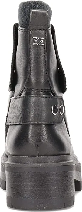 Sam Edelman Linds Black Front Zipper Round Toe Block Heel Zipper Chelsea Boots