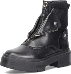 Sam Edelman Linds Black Front Zipper Round Toe Block Heel Zipper Chelsea Boots
