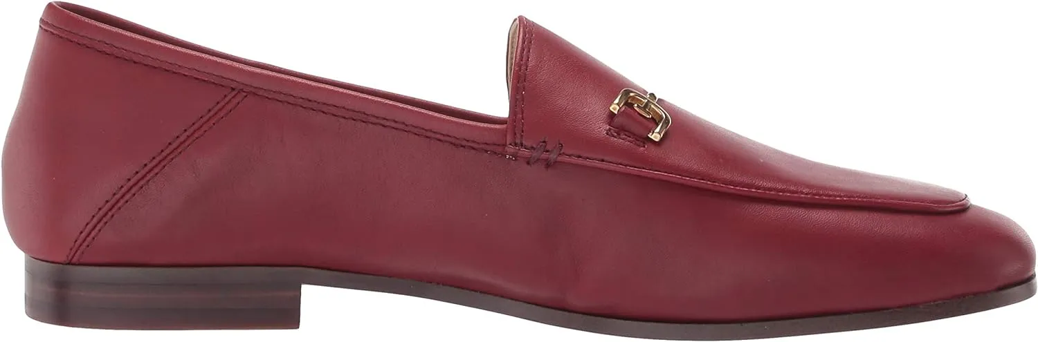 Sam Edelman Loraine Garnet Red Woven Leather Classic Chain Detail Vamp Loafers