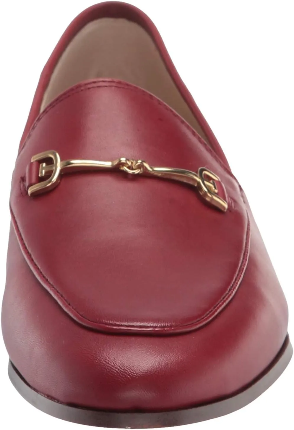Sam Edelman Loraine Garnet Red Woven Leather Classic Chain Detail Vamp Loafers