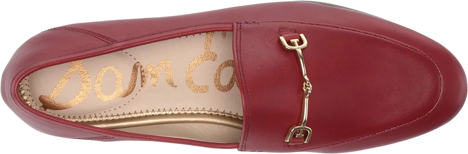 Sam Edelman Loraine Garnet Red Woven Leather Classic Chain Detail Vamp Loafers